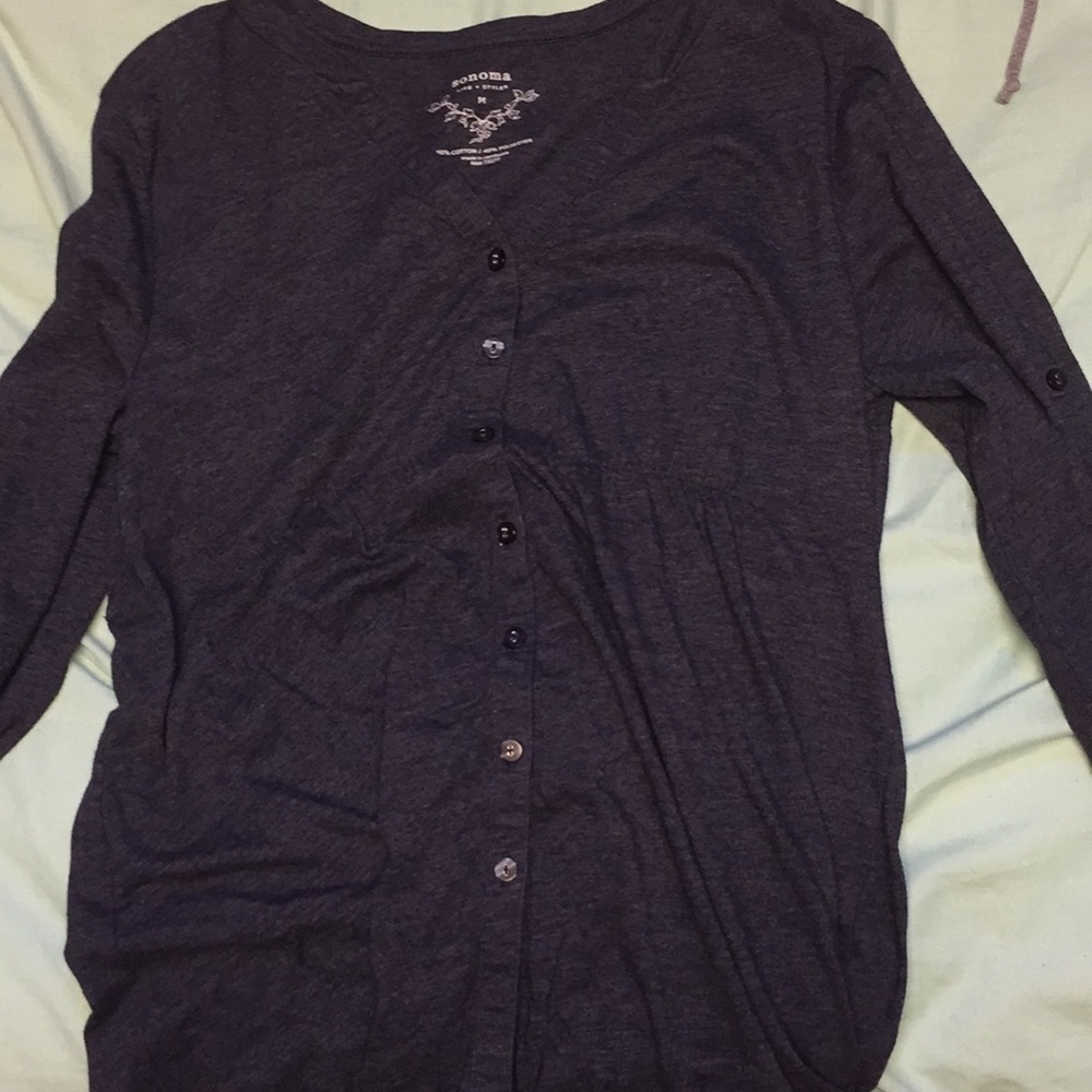 Blue button up blouse very soft
